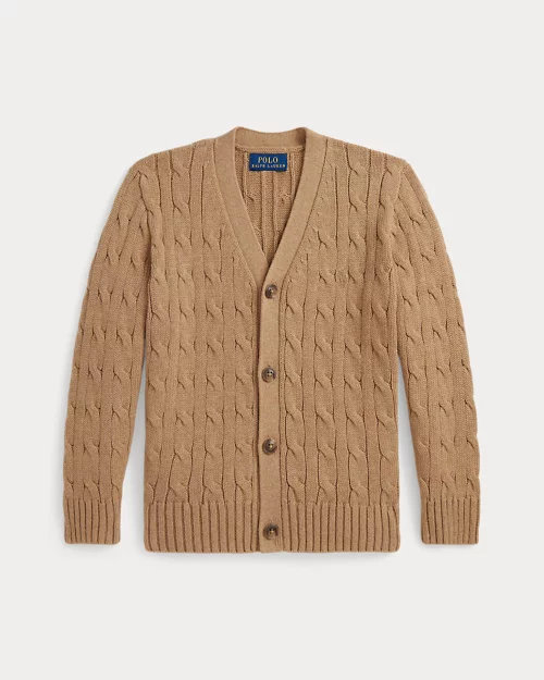 rlx ralph lauren Cable-Knit Cotton V-Neck Cardigan