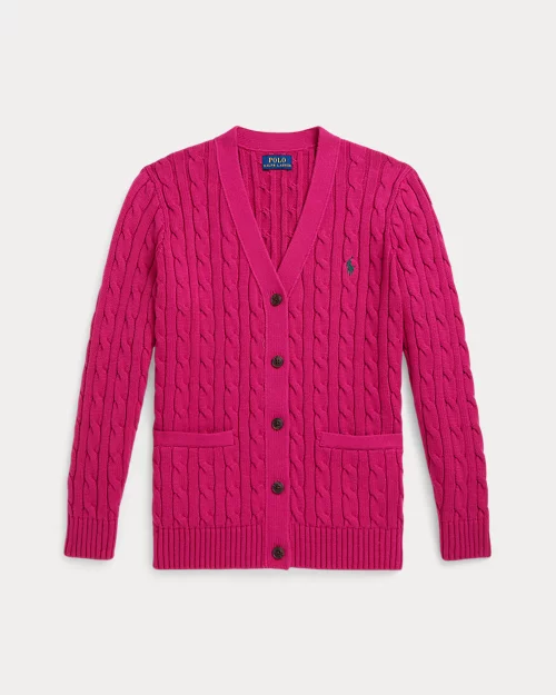 rlx ralph lauren Cable-Knit Cotton V-Neck Cardigan
