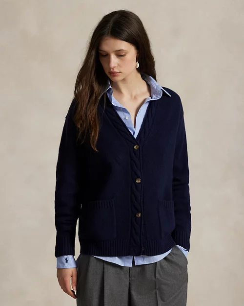 Rlx Ralph Lauren Cable-Trim Wool-Cashmere Cardigan