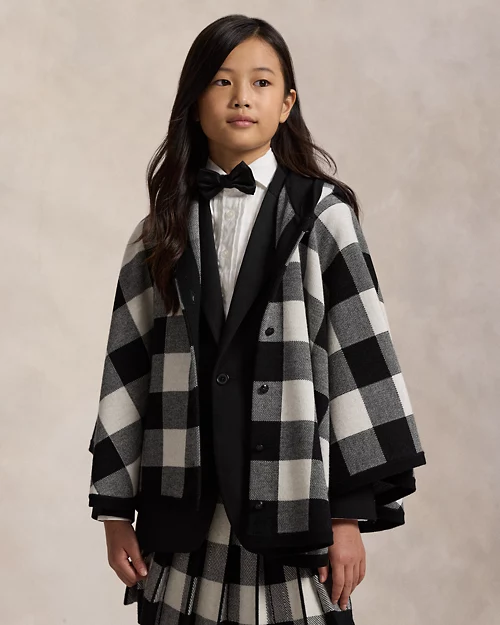 Rlx Ralph Lauren Checked Wool Hooded Poncho