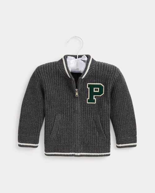 rlx ralph lauren Cotton Letterman Full-Zip Sweater