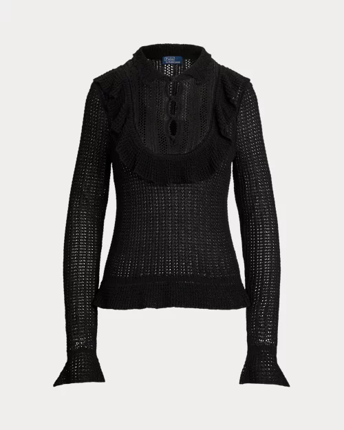 Rlx Ralph Lauren Crocheted Ruffle-Trim Sweater
