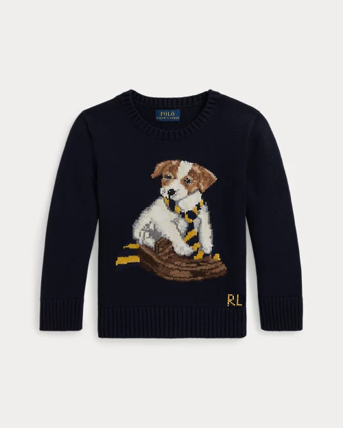 Rlx Ralph Lauren Dog-Intarsia Cotton Sweater