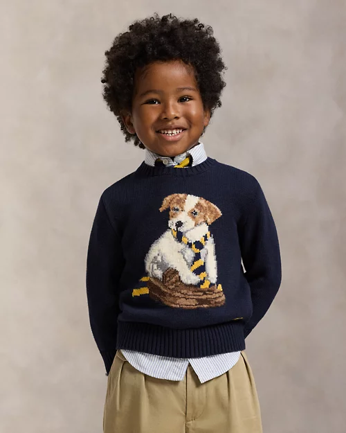 rlx ralph lauren Dog-Intarsia Cotton Sweater