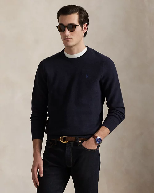 Rlx Ralph Lauren Mesh-Knit Cotton Crewneck Sweater