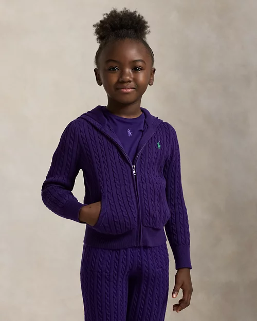 rlx ralph lauren Mini-Cable Cotton Full-Zip Hoodie