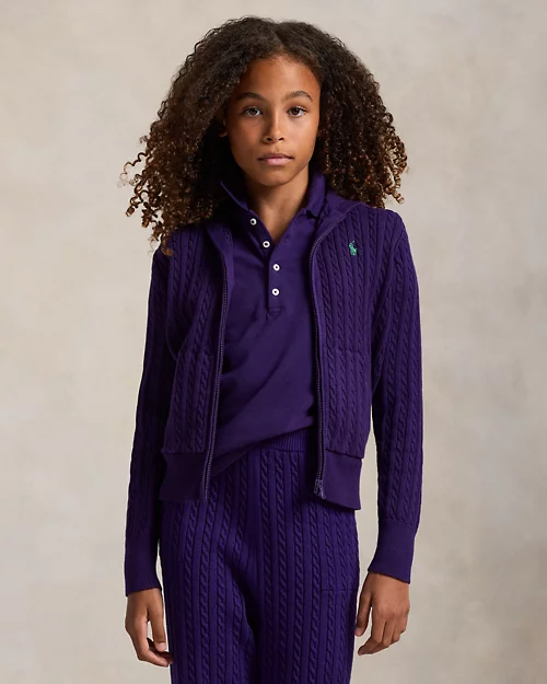 rlx ralph lauren Mini-Cable Cotton Full-Zip Hoodie