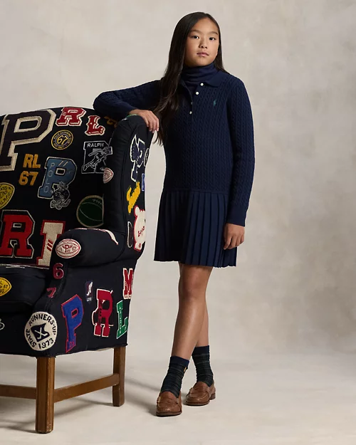 rlx ralph lauren Mini-Cable Polo Sweater Dress