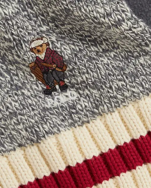 Rlx Ralph Lauren Polo Bear Cotton Hat & Scarf Set