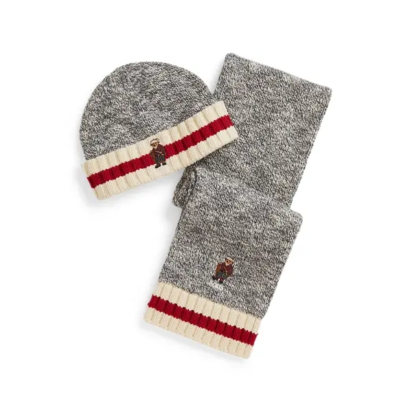 rlx ralph lauren Polo Bear Cotton Hat & Scarf Set