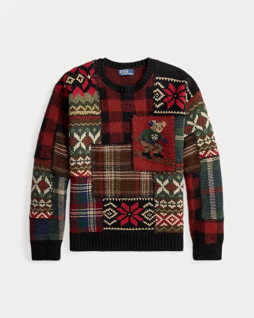 Rlx Ralph Lauren Polo Bear Patchwork Sweater