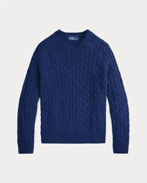Rlx Ralph Lauren Suede-Patch Cable-Knit Sweater