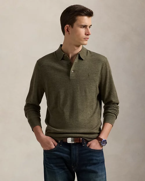 Rlx Ralph Lauren Washable Wool Polo-Collar Sweater