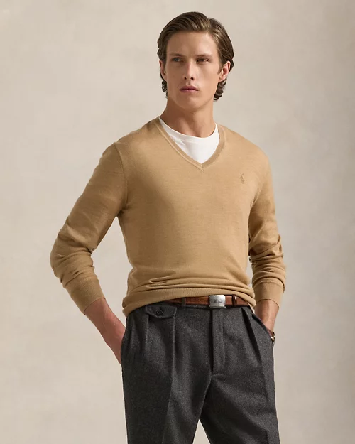 Rlx Ralph Lauren Washable Wool V-Neck Sweater