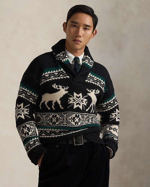 Rlx Ralph Lauren Wool-Blend Elk-Graphic Sweater