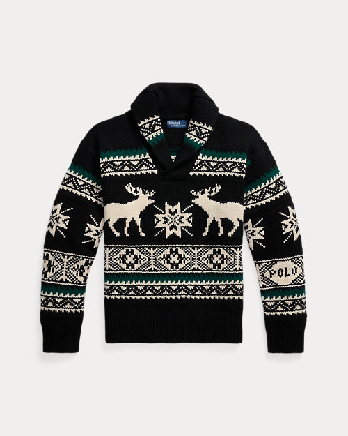 Rlx Ralph Lauren Wool-Blend Elk-Graphic Sweater