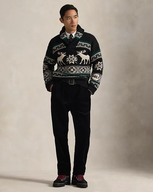 Rlx Ralph Lauren Wool-Blend Elk-Graphic Sweater