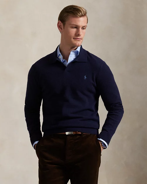 Rlx Ralph Lauren Wool Johnny-Collar Sweater
