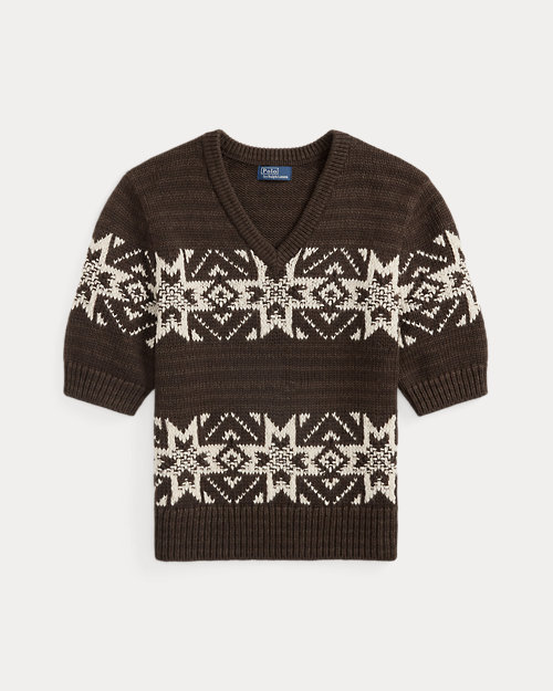 Rlx Ralph Lauren Snowflake V-Neck Short-Sleeve Sweater