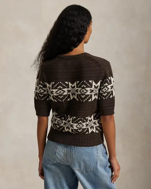 Rlx Ralph Lauren Snowflake V-Neck Short-Sleeve Sweater