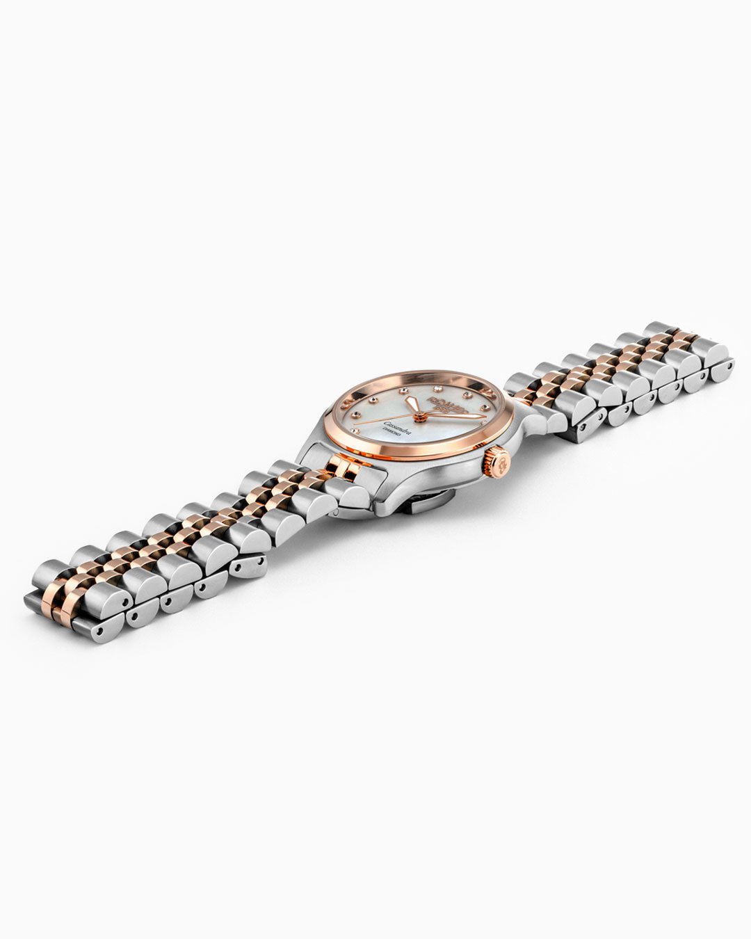 Roamer Cassandra Diamond 31 Mm Quartz Three-Hand White Dial Two-Tone Bracelet Sapphire Glass Stainless Steel Swiss Watch