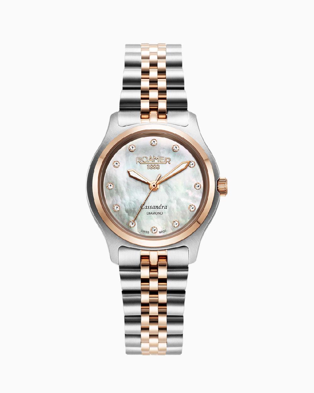 roamer Cassandra Diamond 31 mm Quartz Three-Hand White Dial Two-Tone Bracelet Sapphire glass Stainless Steel swiss watch