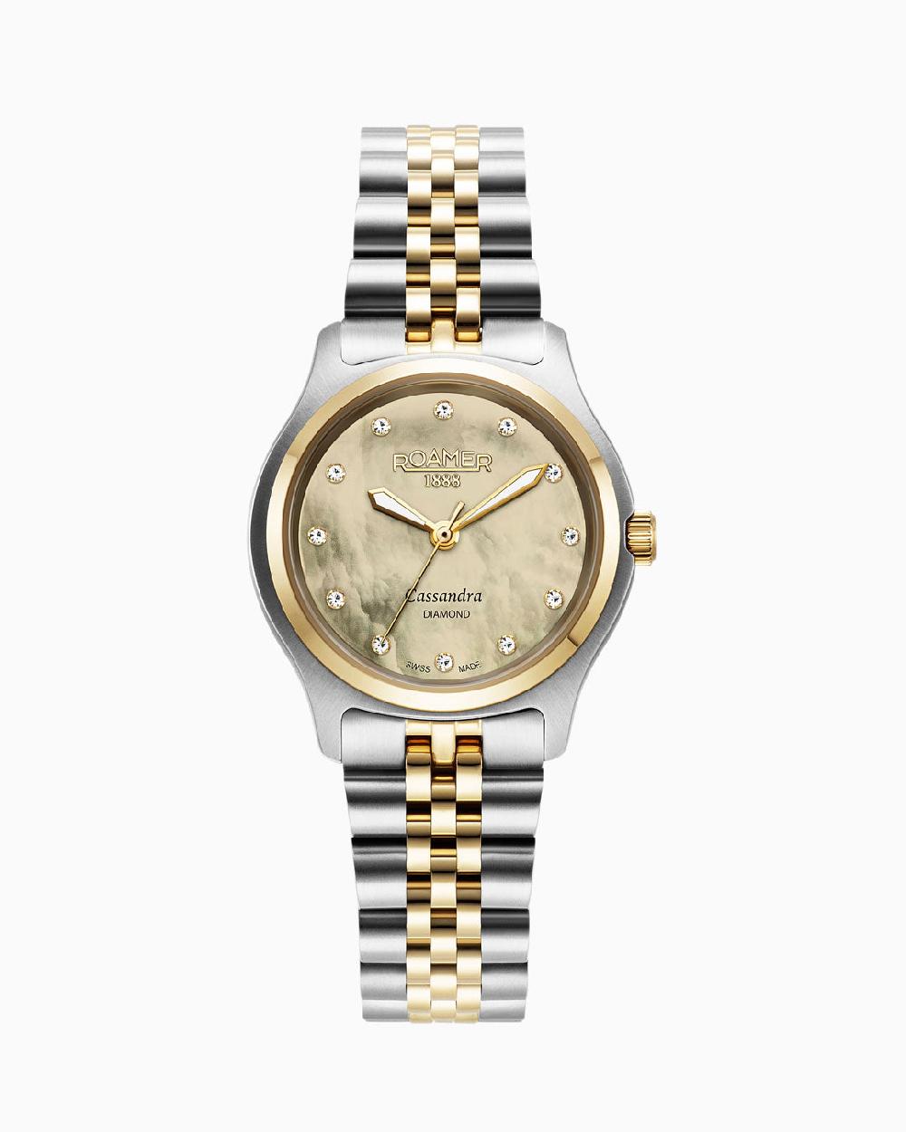 roamer Cassandra Diamond 31 mm Quartz Three-Hand White Dial Two-Tone Bracelet Sapphire glass Stainless Steel swiss watch