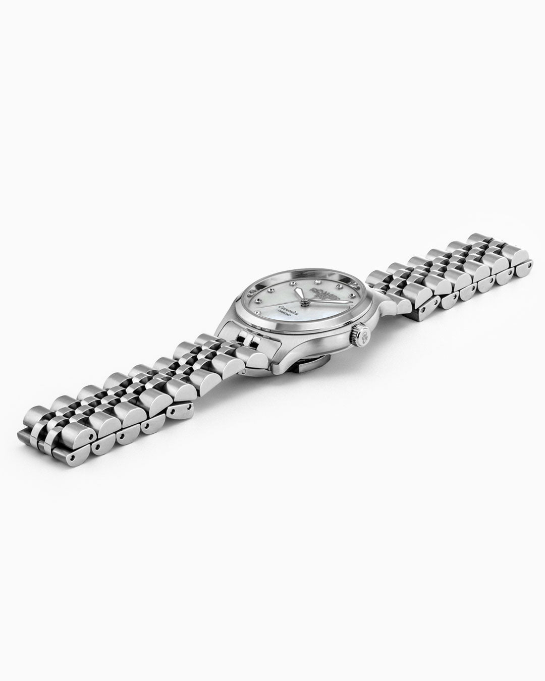 Roamer Cassandra Diamond 31 Mm Quartz Three-Hand White Dial Silver Bracelet Sapphire Glass Stainless Steel Swiss Watch