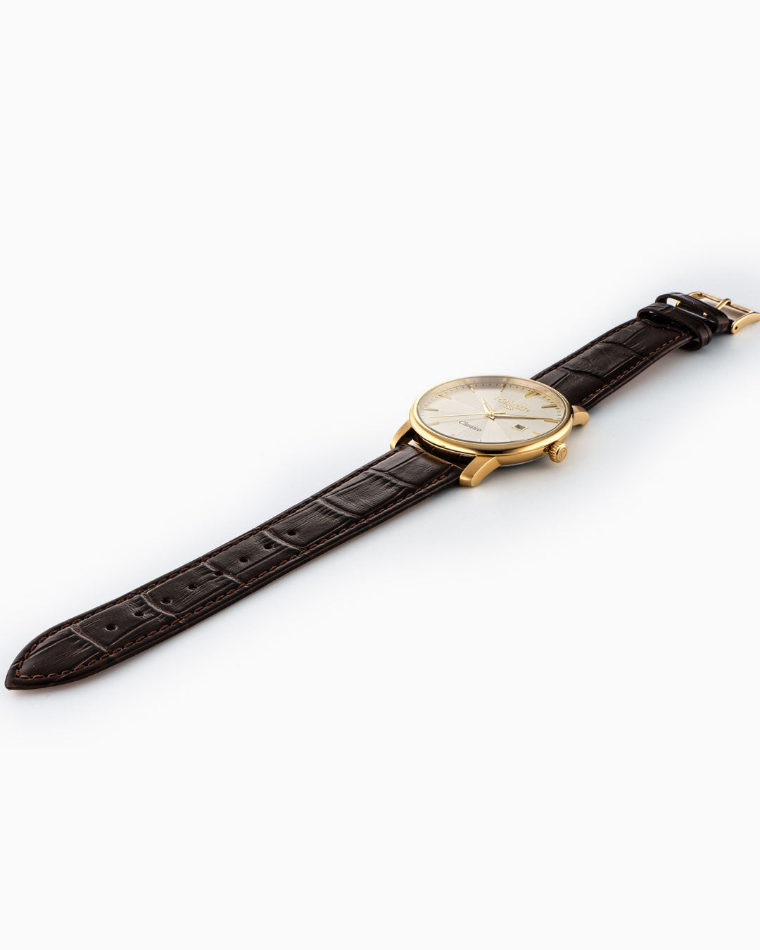 Roamer Classico Gents 40 Mm Quartz Three-Hand Date Grey Sunray Dial Brown Leather Strap Sapphire Glass Stainless Steel Swiss Watch