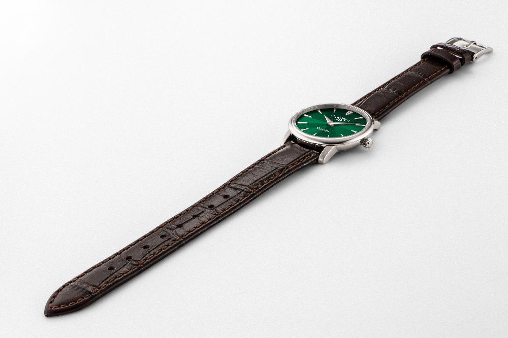 Roamer Classico Ladies 30mm Quartz Two-Hand Green Sunray Dial Brown Leather Strap Sapphire Glass Stainless Steel Swiss Watch