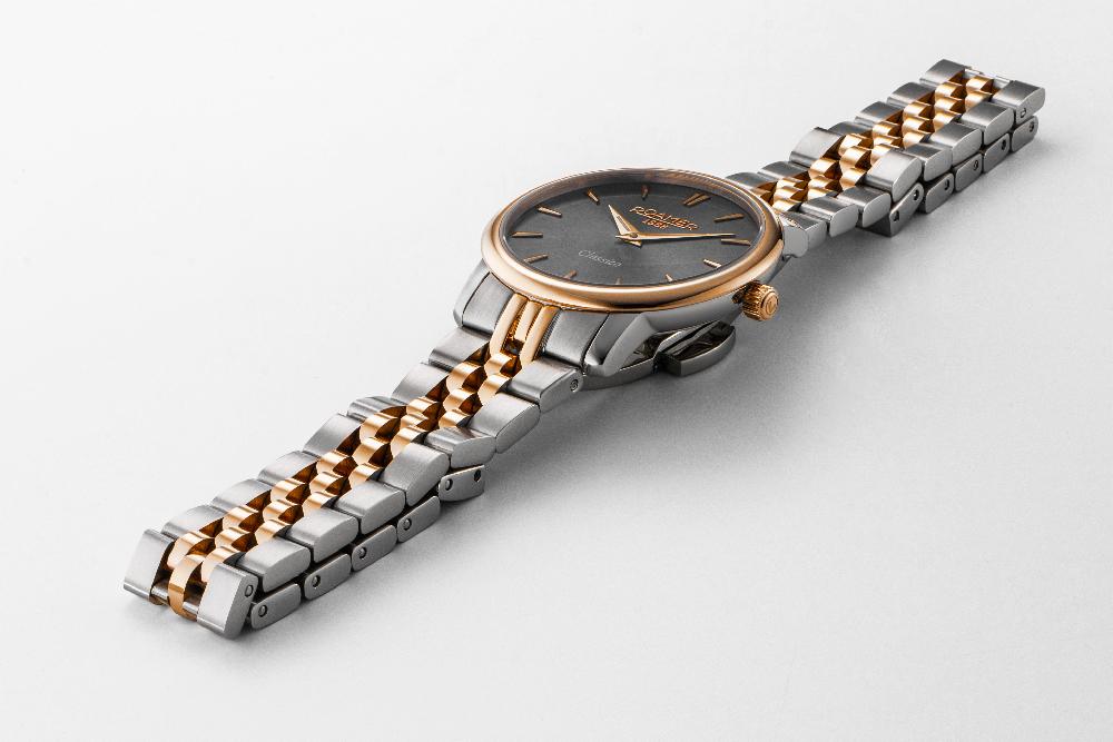 Roamer Classico Ladies 30mm Quartz Two-Hand Grey Dial Two-Tone Bracelet Sapphire Glass Stainless Steel Swiss Watch