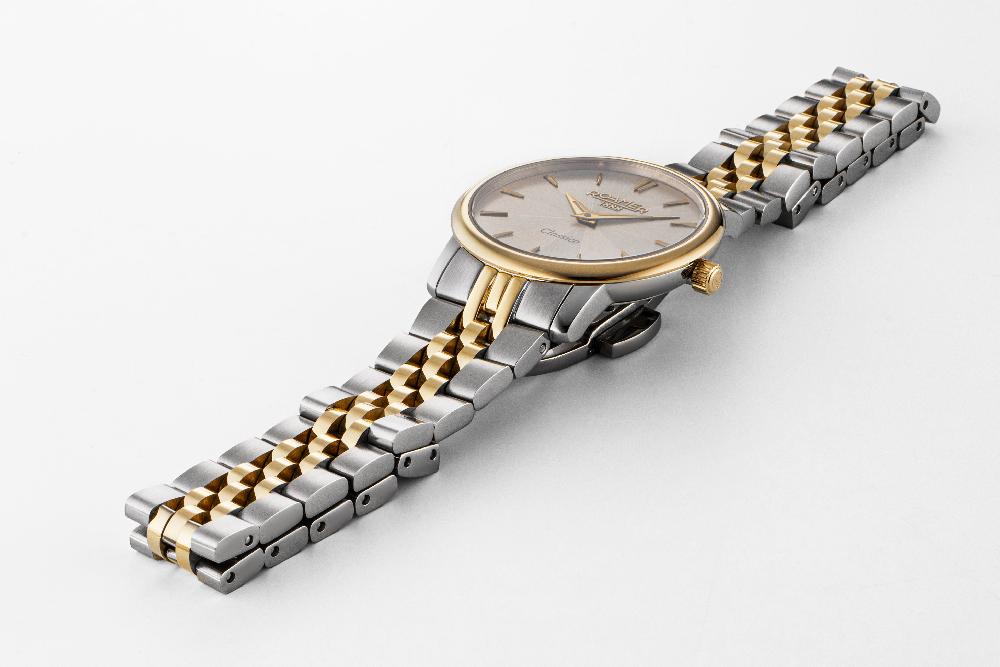 Roamer Classico Ladies 30mm Quartz Two-Hand Grey Sunray Dial Two-Tone Bracelet Sapphire Glass Stainless Steel Swiss Watch