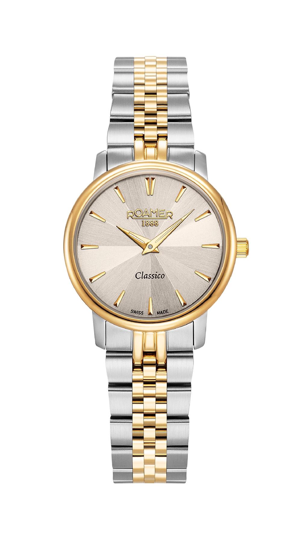 roamer Classico Ladies 30mm Quartz Two-Hand Grey Sunray Dial Two-Tone Bracelet Sapphire glass Stainless Steel swiss watch