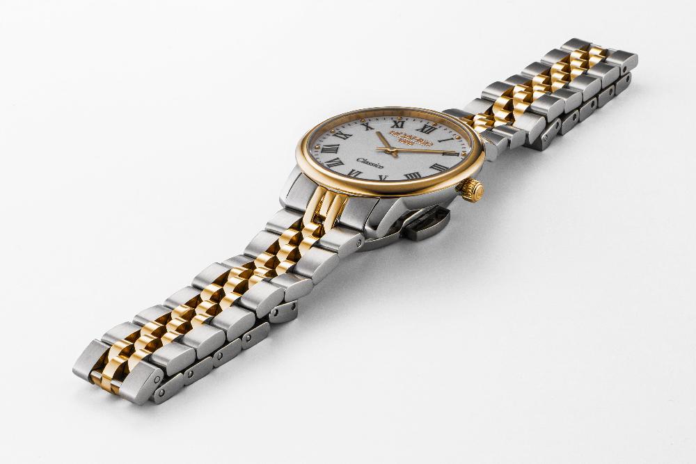 Roamer Classico Ladies 30mm Quartz Two-Hand White Dial Gold-Silver Tone Bracelet Sapphire Glass Stainless Steel Swiss Watch