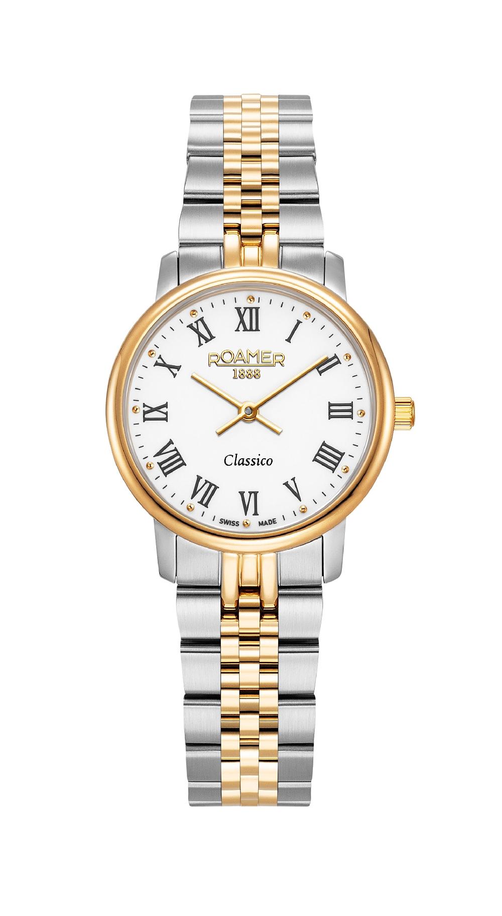 roamer Classico Ladies 30mm Quartz Two-Hand White Dial Gold-Silver Tone Bracelet Sapphire glass Stainless Steel swiss watch