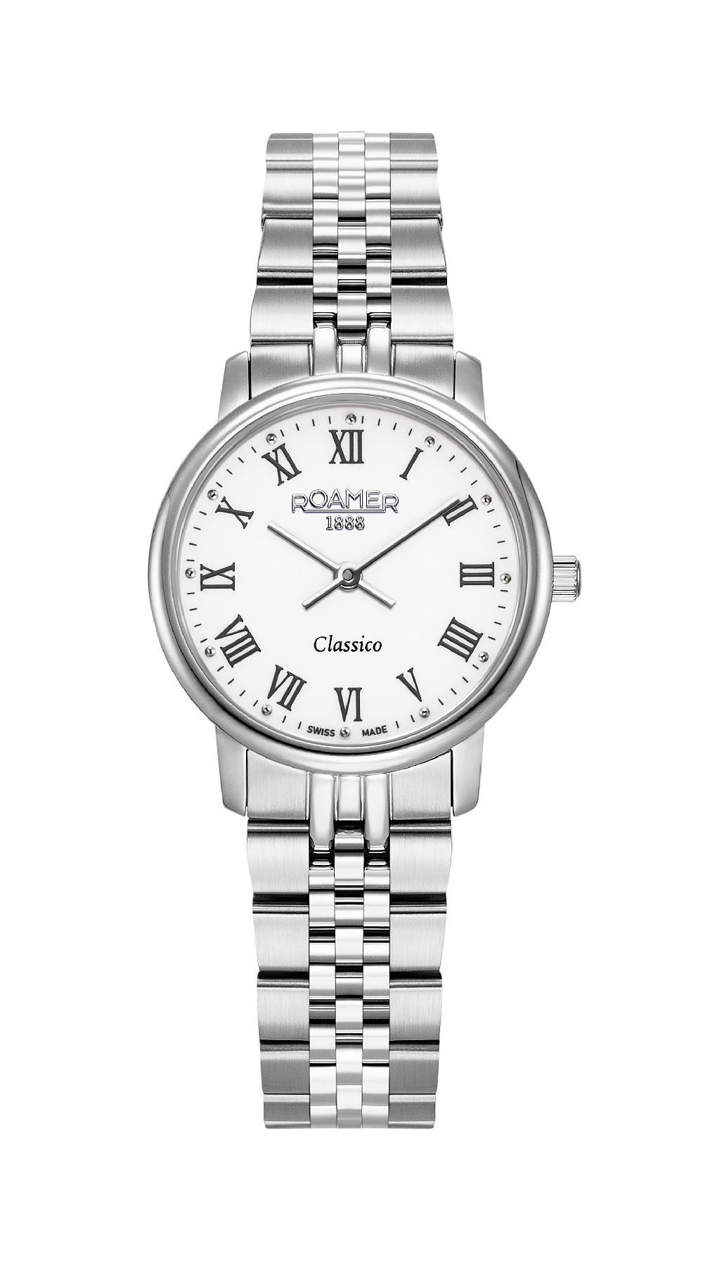 roamer Classico Ladies 30mm Quartz Two-Hand White Dial Silver Bracelet Sapphire glass Stainless Steel swiss watch