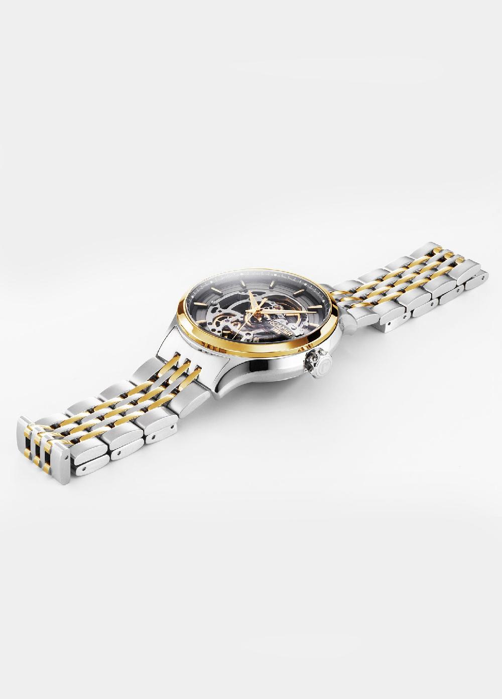 Roamer Competence Skeleton IV 43 Mm Automatic Three-Hand Two-Tone Bracelet Sapphire Glass Stainless Steel Swiss Watch