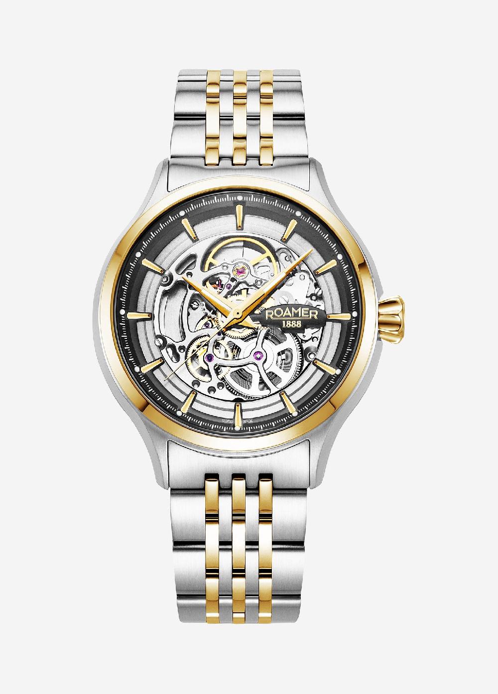 roamer Competence Skeleton IV 43 mm Automatic Three-Hand Two-Tone Bracelet Sapphire glass Stainless Steel swiss watch