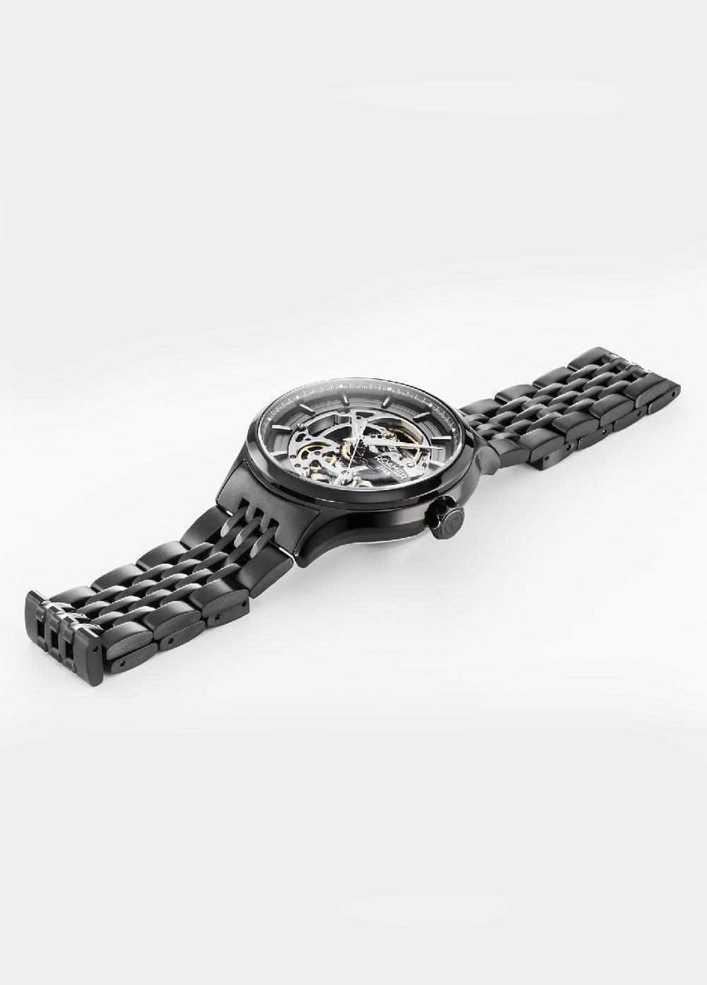 Roamer Competence Skeleton IV 43 Mm Automatic Three-Hand Black Bracelet Sapphire Glass Stainless Steel Swiss Watch