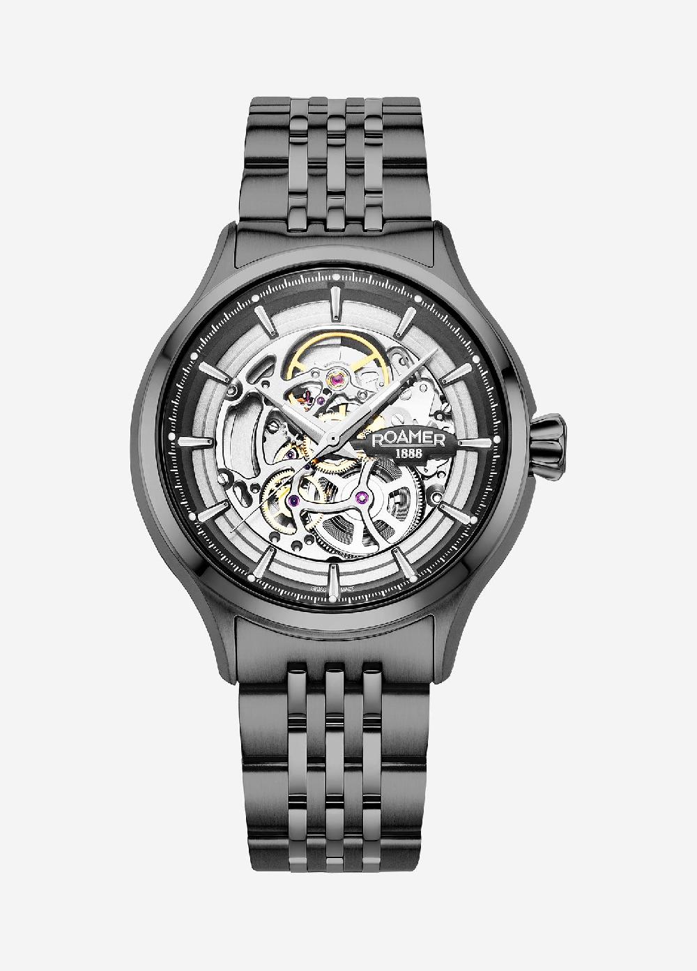 roamer Competence Skeleton IV 43 mm Automatic Three-Hand Black Bracelet Sapphire glass Stainless Steel swiss watch