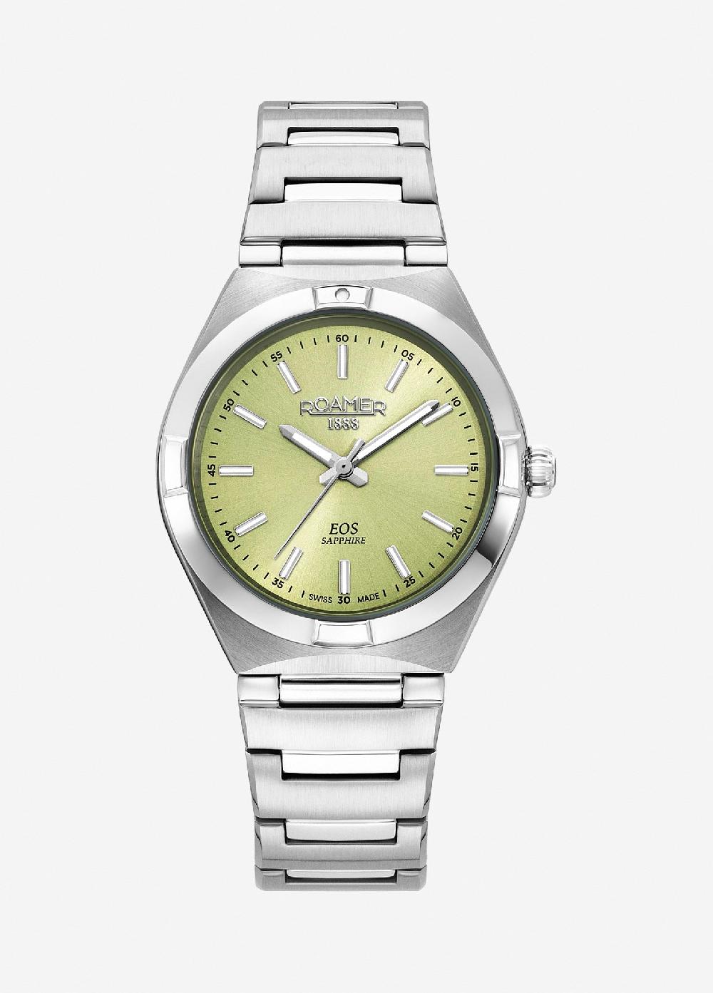 roamer EOS Classic 34mm Quartz Three-Hand Lightgreen Dial Silver Bracelet Sapphire glass Stainless Steel swiss watch
