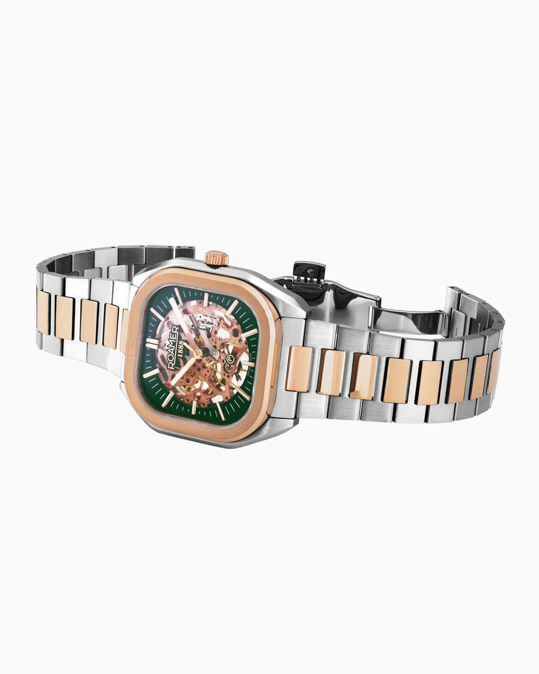 Roamer Mechano 42 Mm Mechanic Three-Hand Two-Tone Bracelet Sapphire Antireflection Glass Stainless Steel Swiss Watch