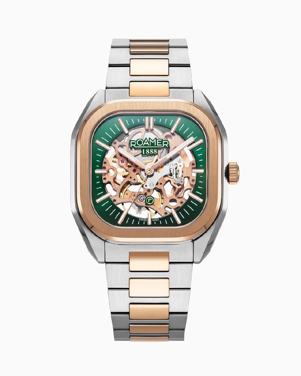 roamer Mechano 42 mm Mechanic Three-Hand Two-Tone Bracelet Sapphire antireflection glass Stainless Steel swiss watch