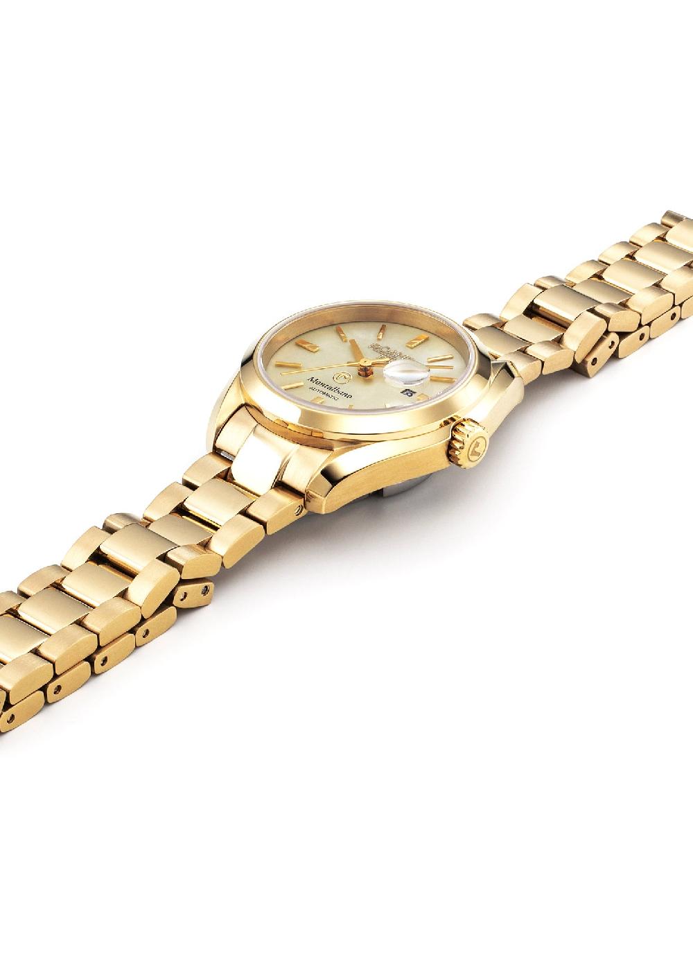 Roamer Montalbano Ladies 31mm Automatic Three-Hand Date Gold Bracelet Sapphire Glass Stainless Steel Swiss Watch