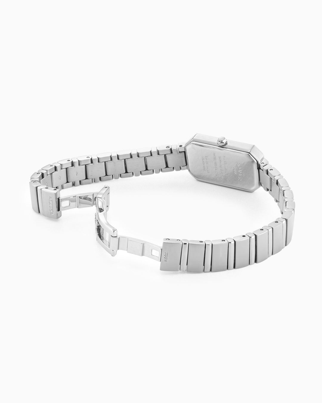Roamer Olivia Diamond 18x29 Mm Quartz Two-Hand Silver Dial Silver Bracelet Sapphire Glass Stainless Steel Swiss Watch