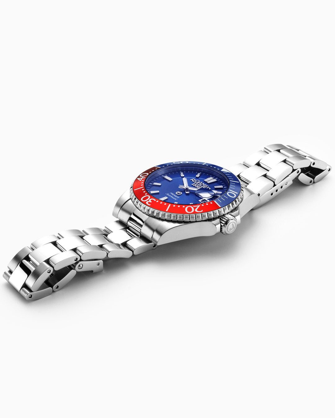 Roamer Premier 42 Mm Automatic Three-Hand Date Blue Sunray Dial Silver Bracelet Sapphire Glass Stainless Steel Swiss Watch