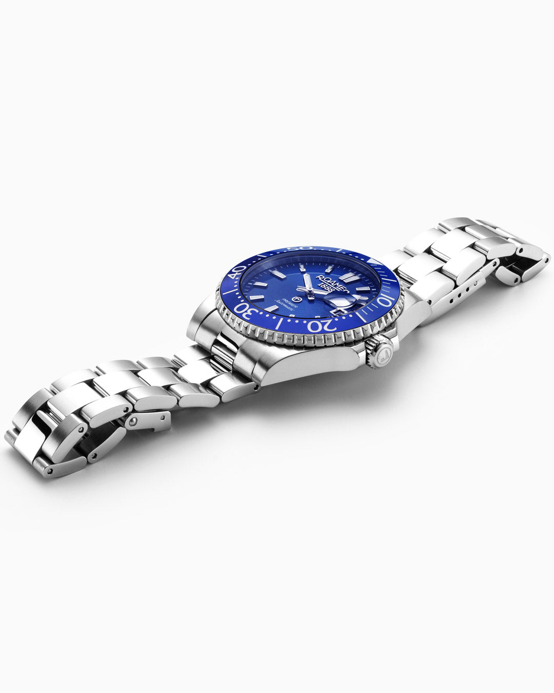 Roamer Premier 42 Mm Automatic Three-Hand Date Silver Bracelet Sapphire Glass Stainless Steel Swiss Watch