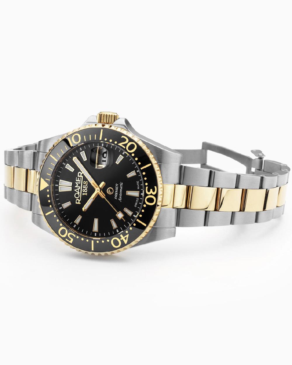 Roamer Premier 42 Mm Automatic Three-Hand Date Two-Tone Bracelet Sapphire Glass Stainless Steel Swiss Watch