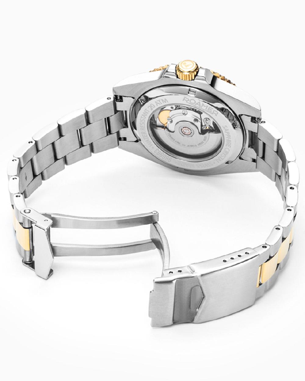 Roamer Premier 42 Mm Automatic Three-Hand Date Two-Tone Bracelet Sapphire Glass Stainless Steel Swiss Watch