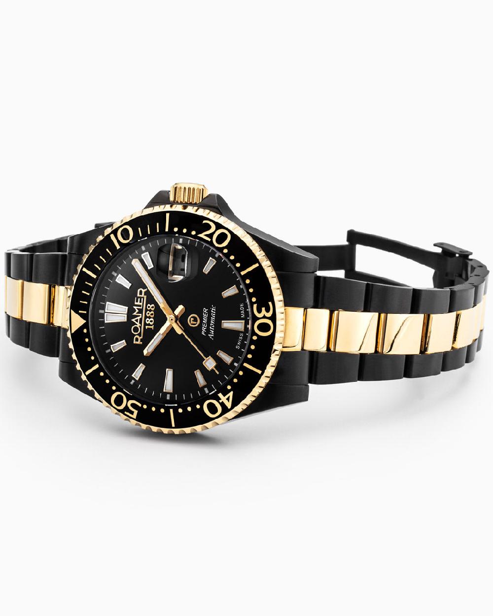 Roamer Premier 42 Mm Automatic Three-Hand Date Two-tone Bracelet Sapphire Glass Stainless Steel Swiss Watch